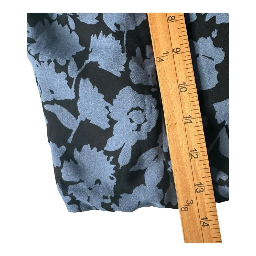 Abercrombie & Fitch Women's Large Long Sleeve Black/Blue  Puff‎ Sleeve Top Sheer
